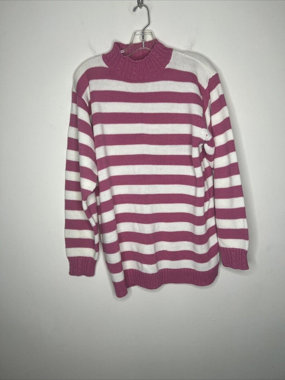Vintage American Weekend Women’s Sweater Size Large Striped Mock Neck Pullover
